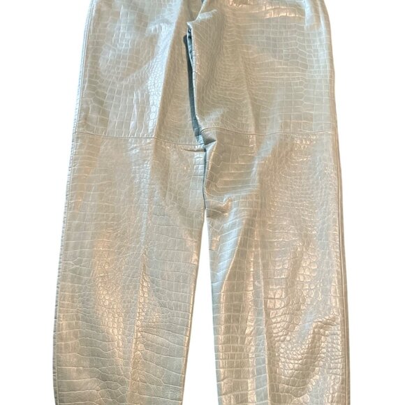 Vintage Dana Buchman Sage Green 100% Lambs Skin High Waist Leather Trouser Pants - Picture 9 of 9